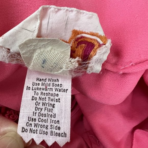 Leslie J Vintage 70s Union Made Pink Mod Style Dress Small 5-6 Spread Collar - Picture 6 of 11